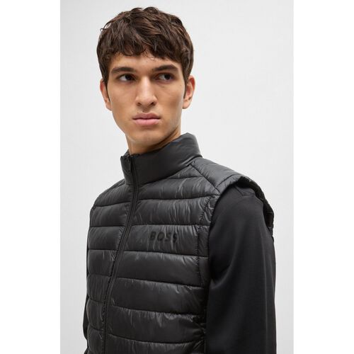 Boss Water-repellent slim-fit gilet with logo patch Black