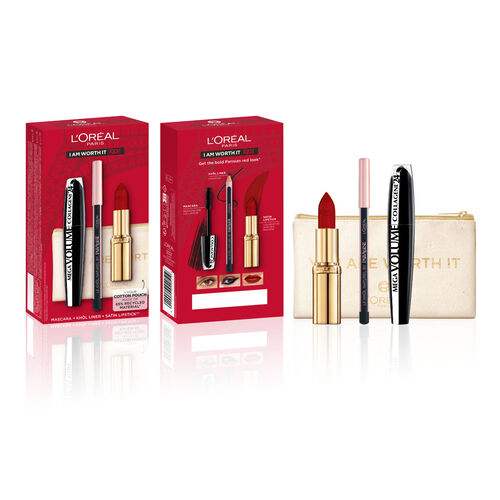 L'Oreal Paris Look On the Go I Am Worth It Reds Routine Makeup Set