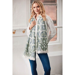 Patrick Francis Cream & Green Celtic Knot Scarf