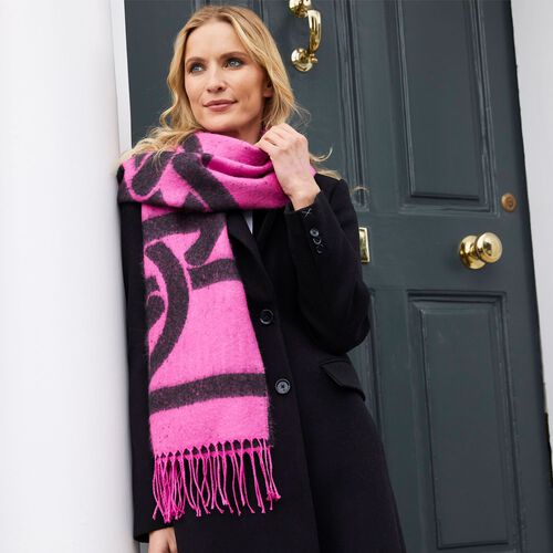 Patrick Francis Large Celtic Knot Pink & Black Wrap Scarf