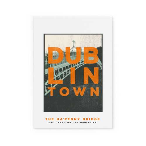 Jando  Dublin Town Ha'Penny Bridge Small Print A4