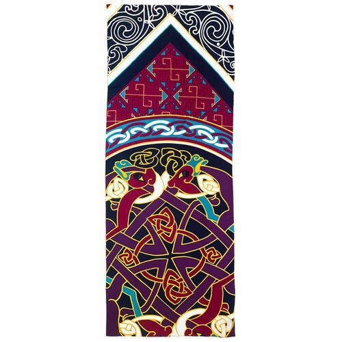 Book of Kells Large Burgandy & Navy Celtic Scarf