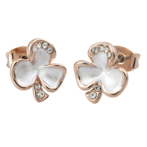Trinity Rose/Whitematt Clear CZ Shamrock Earrings
