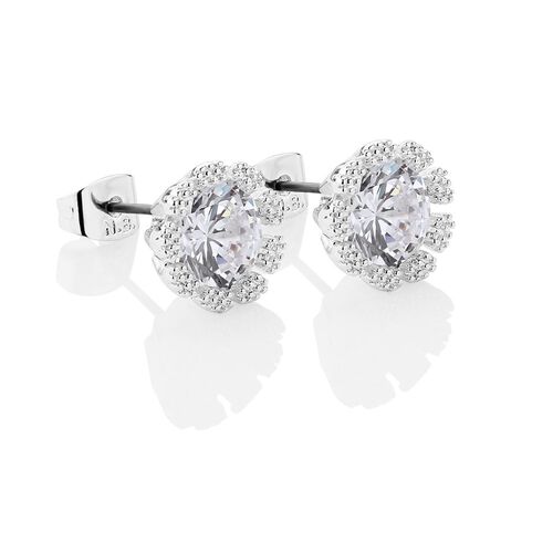 Newbridge Flower Earrings Clear Stones