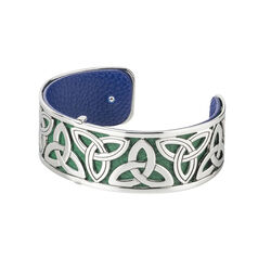 Solvar Rhodium & Leather Narrow Trinity Bangle