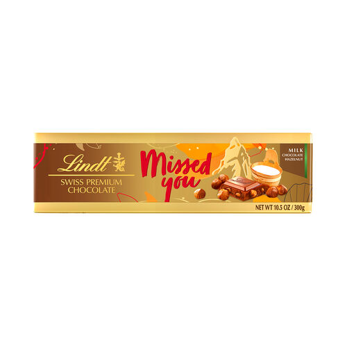 LINDT Gold Bar Milk Hazlnut Mixed Message 300g
