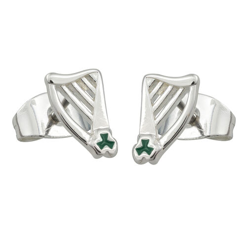 Trinity Mini Harp With Shamrock Earrings