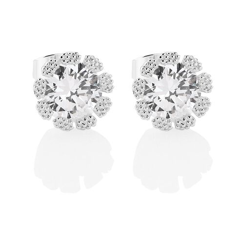 Newbridge Flower Earrings Clear Stones