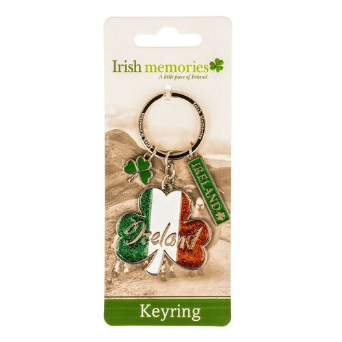 Irish Memories Tricolour Shamrock Keyring