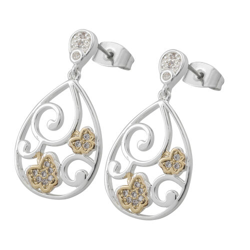 Trinity Tier Drop Swirl Shamrock Earring