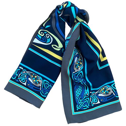 Book of Kells Large Blue & Lemon Celtic Square Scarf