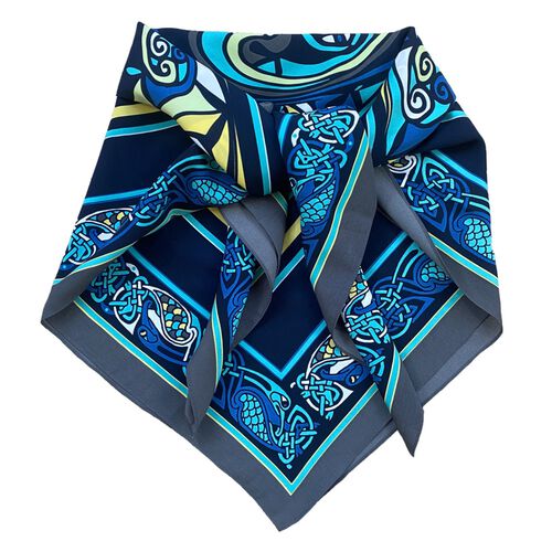 Book of Kells Large Blue & Lemon Celtic Square Scarf