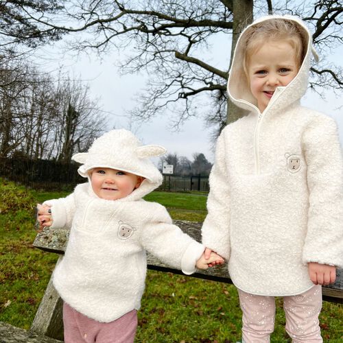 Patrick Francis Patrick Francis Cream Sheep 1/4 Zip Kids Hoodie   5-6 Years