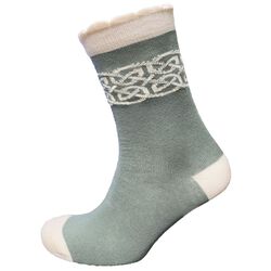 Book of Kells Celtic Knot Thyme & Cream Ladies Sock
