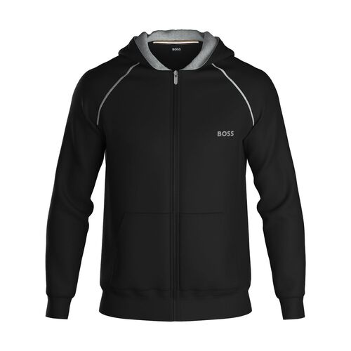 Boss Stretch-cotton jacket with embroidered logo Black