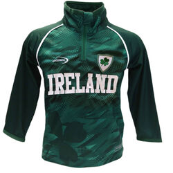 Irish Memories Kids Bottle Green Sublimated Performance 1/4 Zip Top 1-2 Years