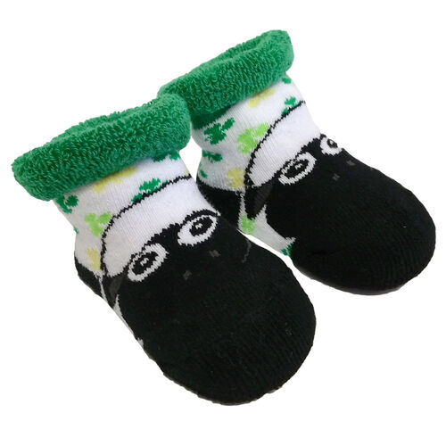 Traditional Craft Kids White & Green Shamrock Sheep Baby Socks One Size