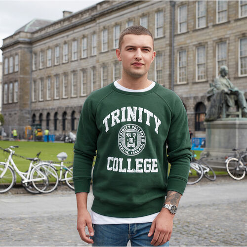 Trinity Bottle Green & White Trinity College Crest Sweatshirt  M