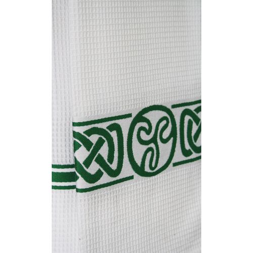 Irish Memories Cotton Shamrock Chain Waffle Tea Towel