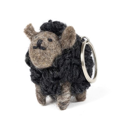 Charcoal Knitted Sheep Keyring