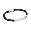 Solvar Steel Mans Black Leather Bracelet