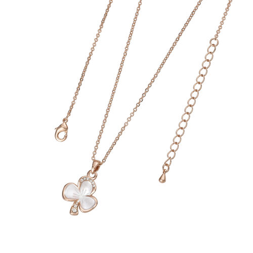 Trinity Rose/Whitematt Clear CZ Shamrock Pendant