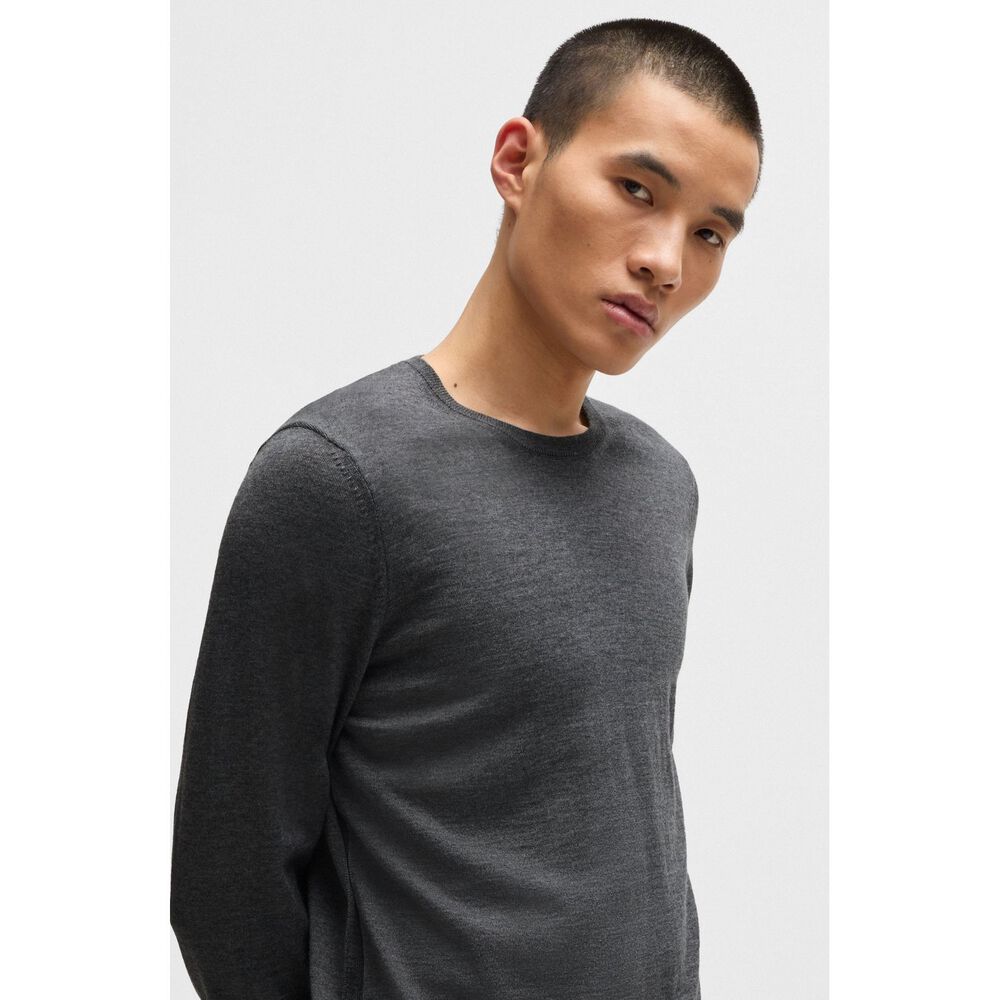 Slim-fit sweater in virgin wool with crew neckline Grey Airport