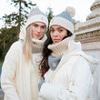 Patrick Francis Patrick Francis Grey Cream Knit Bobble Hat One Size