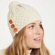 Aran Woollen Mills Merino Ski Hat 3 Buttons White