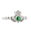 JMH Sterling Silver Claddagh Ring with green CZ Centre Size 8