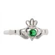 JMH Sterling Silver Claddagh Ring with green CZ Centre Size 5