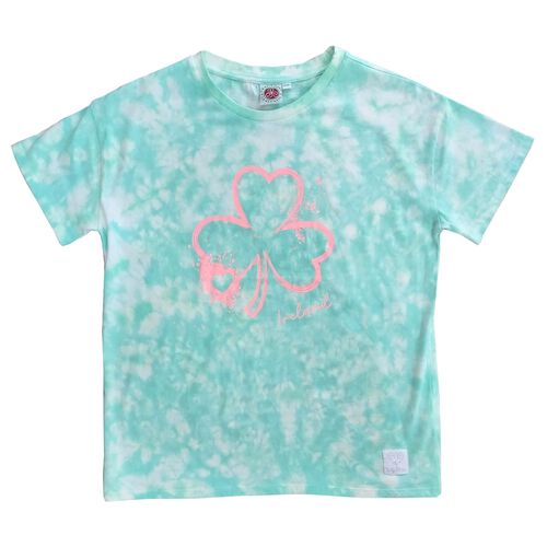 Traditional Craft Kids Ocean Green Tye Dye Pink Shamrock Kids T-Shirt 1-2 Years
