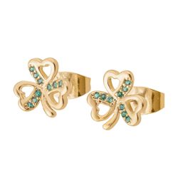 Trinity Gold & Green Shamrock Earrings