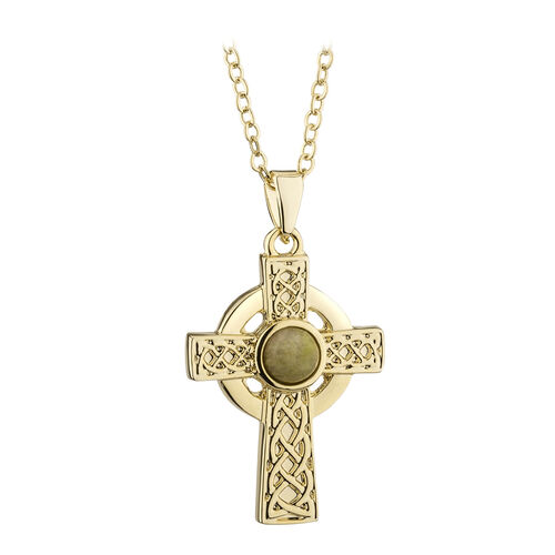 Solvar Gold Plated Marble Cross Pendant