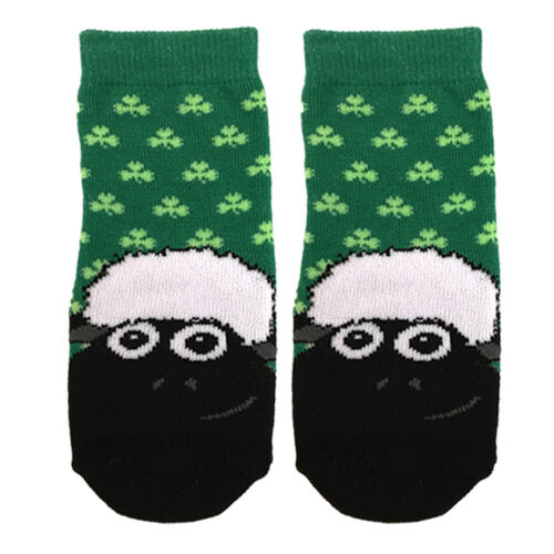 Traditional Craft Kids Green & White Shamrock Sheep Kids Socks 0-3 Kids
