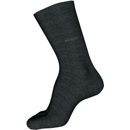 Boss Regular-length logo socks in mercerised Egyptian cotton Charcoall