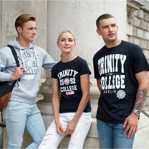Trinity Grey Marl And Navy Trinity College 1592 Hoody  XS