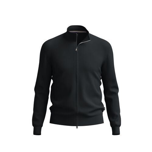 Boss Cotton sweater with embroidered logo Dark Blue