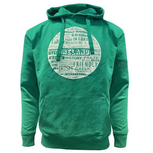 Green Island Adult Hoodie with Yellow Ireland Design XS