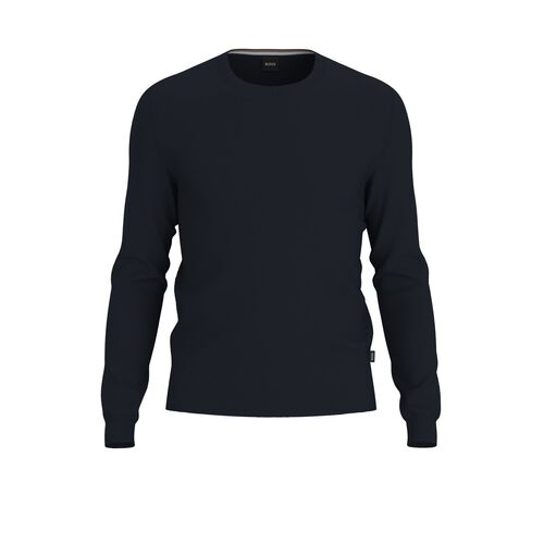 Boss Slim-fit sweater in virgin wool with crew neckline Dark Blue