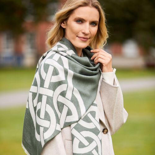 Book of Kells Celtic Thyme & Grey Reversible Scarf