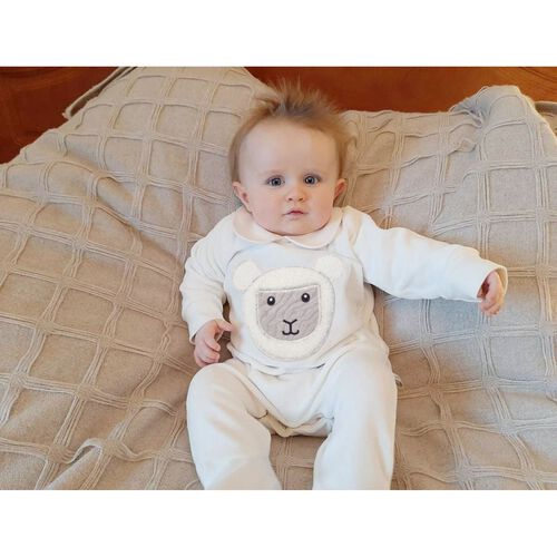 Patrick Francis Patrick Francis Cream Sheep Velour Organic Cotton Baby Vest  0-6 Months