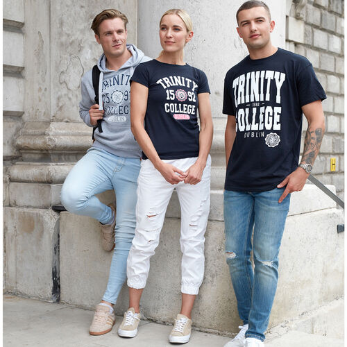 Trinity Grey Marl And Navy Trinity College 1592 Hoody  XS