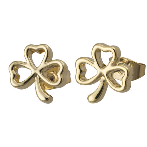 Trinity Gold Ribbon Shamrock Earring