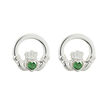 Solvar Sterling Green Crystal Claddagh Stud Earrings