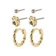 Pilgrim EMANUELLE recycled earrings 3-in-1 set gold-plated
