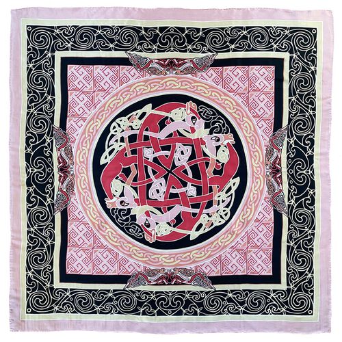 Book of Kells Celtic Baby Pink & Beige Silk Scarf