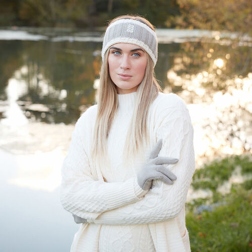 Patrick Francis Patrick Francis Taupe Cream Knit Gloves One Size