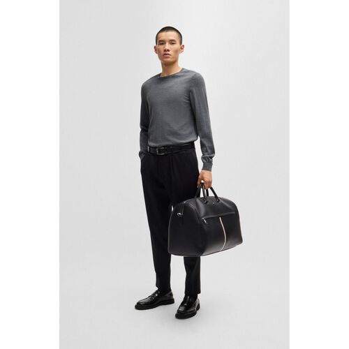 Boss Slim-fit sweater in virgin wool with crew neckline Grey