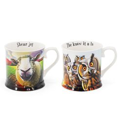 Eoin O'Connor Sheep & Owl 2 Piece Tankard Set